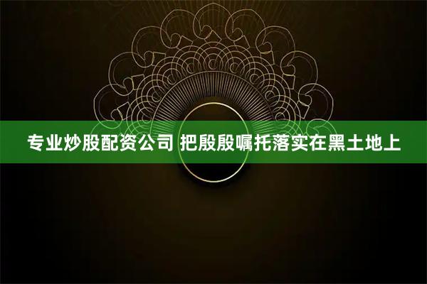 专业炒股配资公司 把殷殷嘱托落实在黑土地上